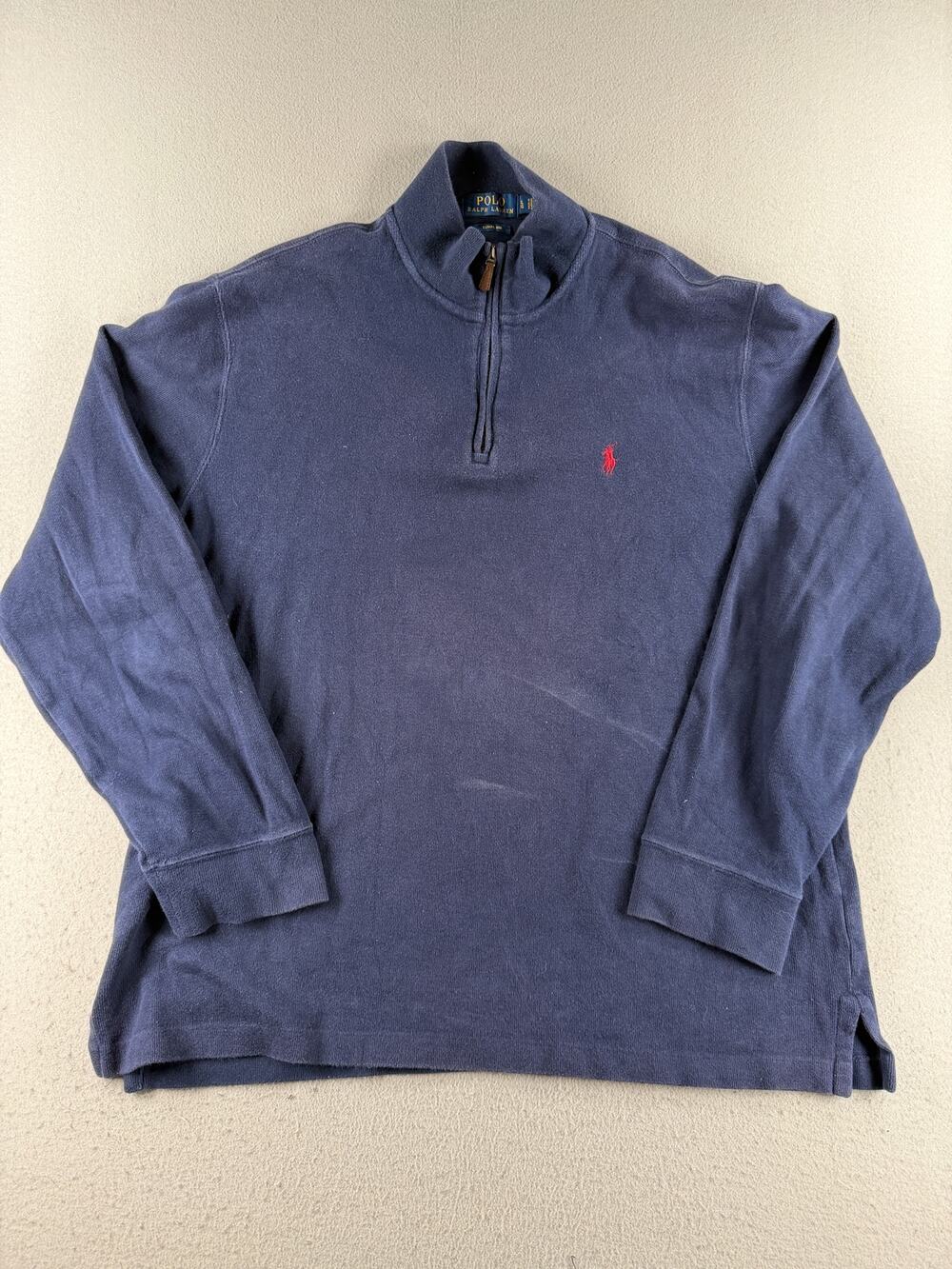 Polo Ralph Lauren Estate Rib Quarter Zip Pullover Men's Large Navy Cotton